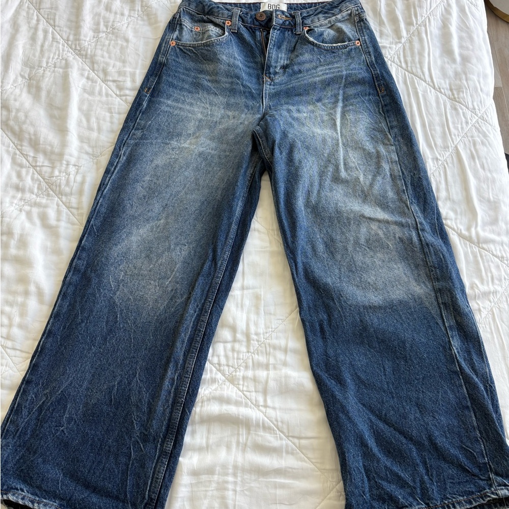 Wide-Leg Blue Jeans